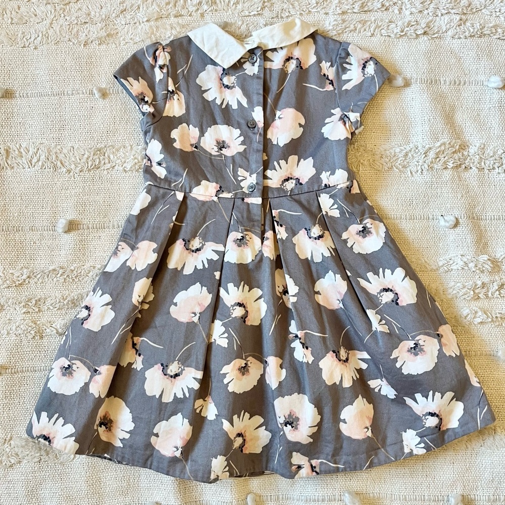 Janie and Jack Blush Castle grey pink floral collar short sleeve tulle size 2T - Picture 4 of 4